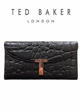 Ted‎ Baker Black Croc-Embossed Leather Wallet